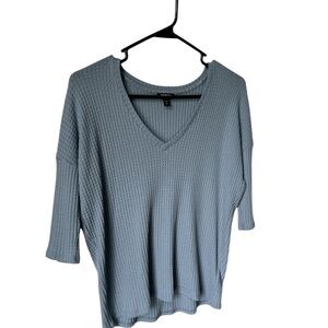 Express Blue V-Neck Blouse